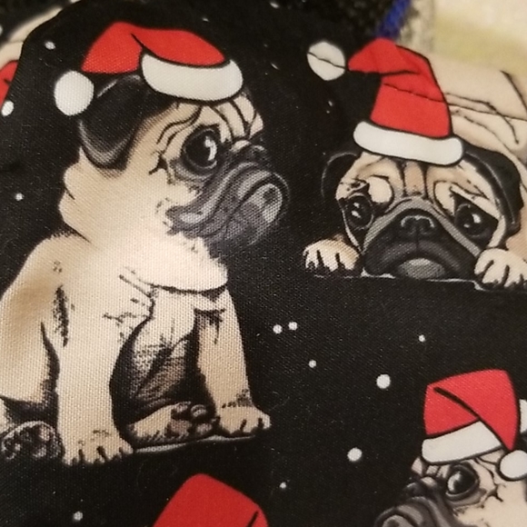 Pug Christmas Santa Hat Face Mask - Picture 3 of 8